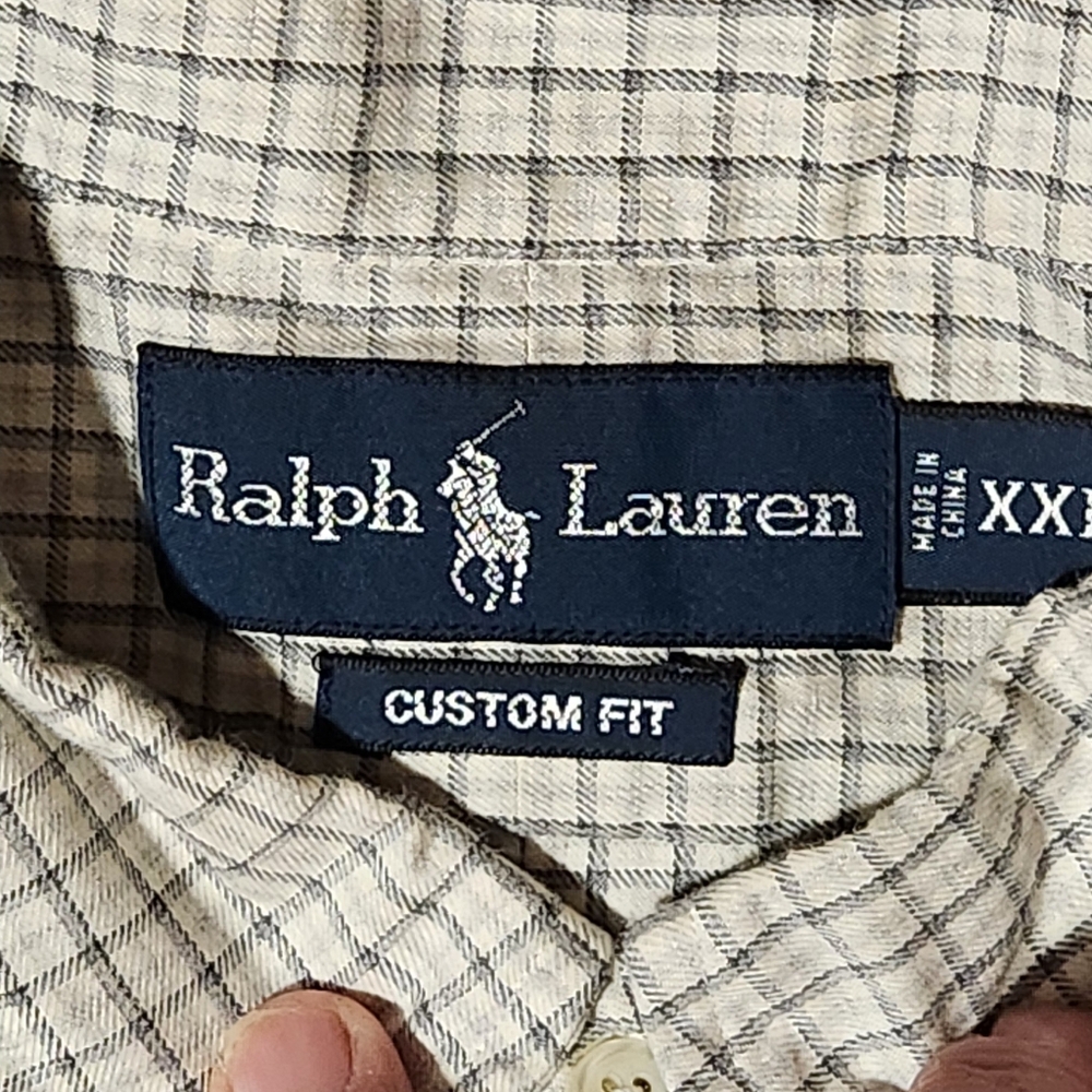 Ralph Lauren Custom Fit Men's XXL Gray Long Sleeve Button Down Shirt Pony Logo - Picture 3 of 8